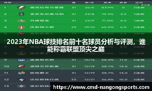 2023年NBA球技排名前十名球员分析与评测，谁能称霸联盟顶尖之巅